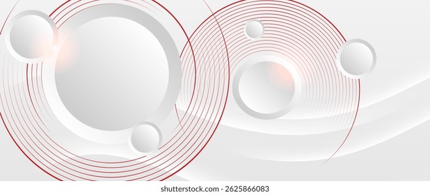 Modern graphic design using a white background and various sized circle elements, creating a simple and clean design.