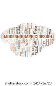 Modern Graphic Design word cloud. Wordcloud made with text only.