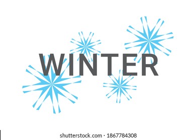 Modern graphic design of a word "Winter" with geometric shapes in snow flake abstraction in blue and grey colors. Urban typography.