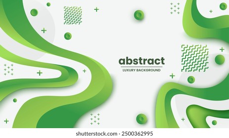 Modern Graphic Element with Abstract Geometric Shapes. Gradient Luxury Background. Design Element For Web Banners, Posters, Green and White, Vector Illustration