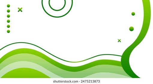 Elemento gráfico moderno con Formas geométricas Abstractas de fondo. Ilustración vectorial de composición abstracta dinámica de degradado. Elemento de diseño para Anuncios de Web, carteles, verde y blanco.
