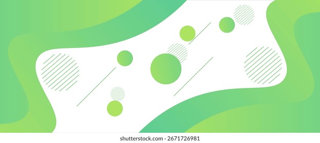 Elemento gráfico moderno con Formas geométricas Abstractas de fondo. Gradiente Ilustración vectorial de composición abstracta dinámica. Elemento de diseño para Anuncios de Web, carteles, verde y blanco.