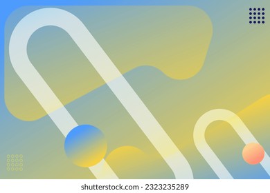 Modern graphic element with memphis style geometric shapes. Gradient Dynamic abstract composition Vector illustration. Design element for web banners, posters, lines, colorful, gradation, business.