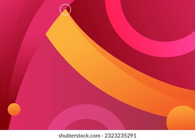 Modern graphic element with memphis style geometric shapes. Gradient Dynamic abstract composition Vector illustration. Design element for web banners, posters, lines, colorful, gradation, business.
