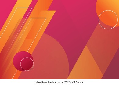 Modern graphic element with memphis style geometric shapes. Gradient Dynamic abstract composition Vector illustration. Design element for web banners, posters, lines, colorful, gradation, business.