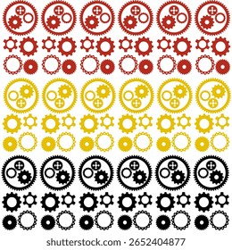 modern graphic gear cogwheel pattern in 3 colors