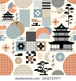 Modern graphic japan style seamless tile pattern