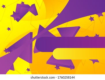 Gráfico moderno para tablero de mensajes con elementos geométricos, ilustración de fondo abstracta de vector amarillo y púrpura.