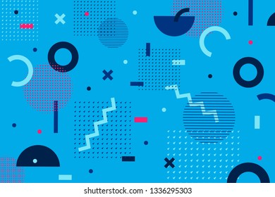 Modern graphic pattern. Circle, square, lines on banner in minimalistic style. Vector illustration suitable for backdrop, flyer, social media covers.