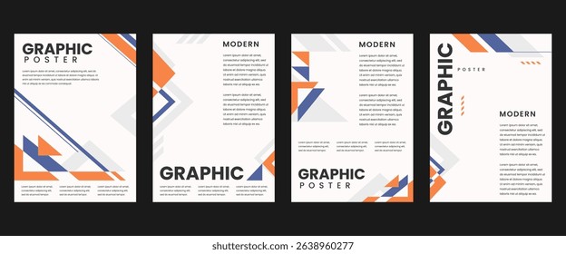 Modern graphic poster background vector set. Minimalist cover template with vibrant perspective geometric shapes. Ideal design for social media, cover, banner, flyer