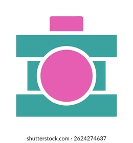 Modern Graphic Representation of a Conceptual Camera with Colorful Blocks