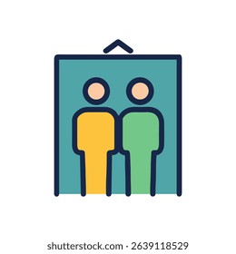 Modern graphic representation of elevator. Icon symbol illustration