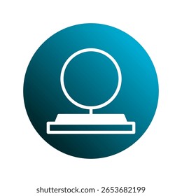 Uma representação gráfica moderna de espelho circular minimalista com suporte e fundo de gradiente isolado com estilo