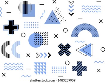 Modern graphic shapes blue isolated on white