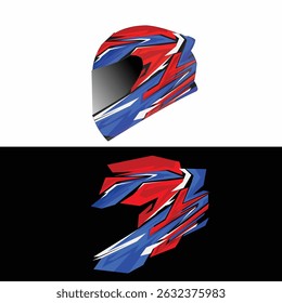 Design moderno de adesivo gráfico para capacetes de motocicleta com padrões abstratos nítidos