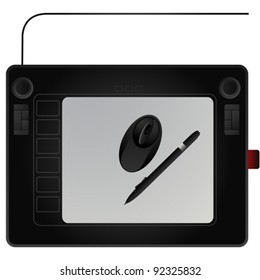 Modern graphic tablet with mouse and pen