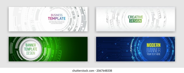 Moderne grafische Vorlage für Webseiten. Hightech-Hintergrund für futuristische Technologie. Cybersicherheit für Business- und Internetprojekte. Abstrakter Webdesign-Banner. 