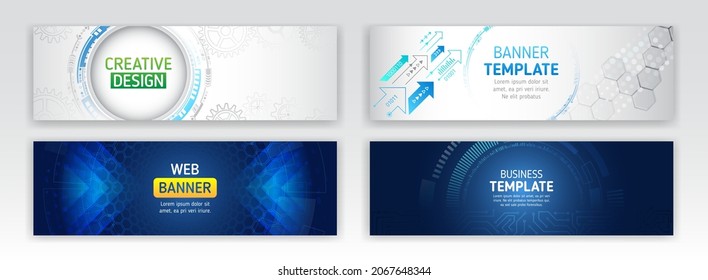 Modern graphic template for websites. High tech futuristic technology background. Cyber security for business and internet projects. Abstract web design banner.