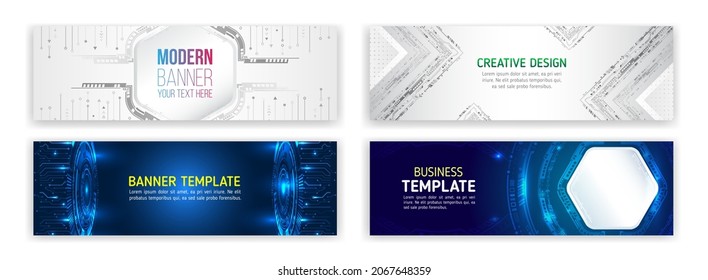 Modern graphic template for websites. High tech futuristic technology background. Cyber security internet and networking concept. Digital internet communication. Abstract web design banner.