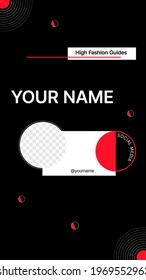 Modern Graphic Vertical Banner with Nickname Spot. Brand Fashion Cover for Social Media Stories. Put Your Content under Background. Vector illustration