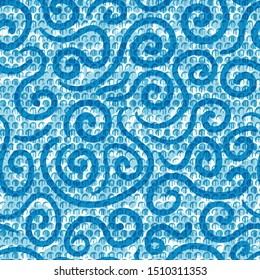 Modern graphic wave pattern seamless vector background. Water element design in a textured Memphis style. EPS10 file with transparency mode