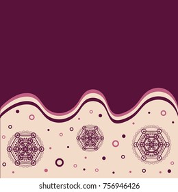 Modern Graphic/Design Elements. Abstract purple framework with geometric elements with hexagonal shapes. Circle, Lines and Dots in framework light brown Background. for your presentation or text
