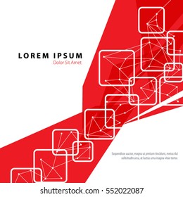 Modern Graphic/Design Elements. Abstract Template with Clean Minimal Style. Rounded Squares, Lines and Dots in Red and White Background