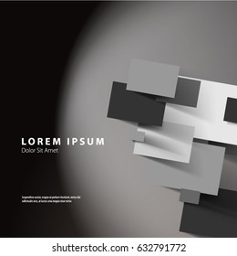 Modern Graphic/Design Elements. Abstract Template with Clean Minimal Style. Rectangular Shapes with Shadows in Gradient Background