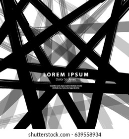 Modern Graphic/Design Elements. Abstract Template with Clean Minimal Style. Overlapping Thick Black Brush Strokes in White Background