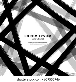 Modern Graphic/Design Elements. Abstract Template with Clean Minimal Style. Overlapping Thick Black Brush Strokes in White Background