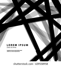 Modern Graphic/Design Elements. Abstract Template with Clean Minimal Style. Overlapping Thick Black Brush Strokes in White Background