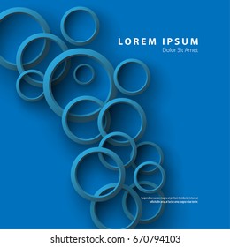 Modern Graphic/Design Elements. Abstract Template with Clean Minimal Style. Overlapping Rings in Blue Background 