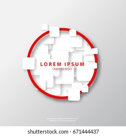 Modern Graphic/Design Elements. Abstract Template with Clean Minimal Style. Red Circle in Light Gradient Background