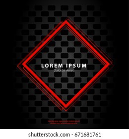 Modern Graphic/Design Elements. Abstract Template with Clean Minimal Style. Red Diamond Shape in Dark Background
