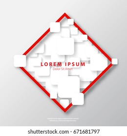Modern Graphic/Design Elements. Abstract Template with Clean Minimal Style. Red Diamond Shape in Light Gradient Background