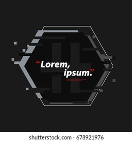 Modern Graphic/Design Elements. Abstract Template with Clean Minimal Style. Hexagon with Pixel Error and Hash Tag Sign in Dark Background