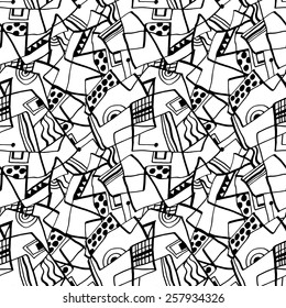 modern graphics - abstract line seamless endless black and white pattern (marker, ink) background for textile, print, wrapping paper, tile, book cover - hand drawn vector illustration
