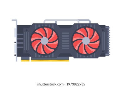 Modern graphics card. Flat vector illustration. Video card. Isolated on white.
