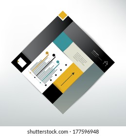 Modern graphics design square diagram. Charts, graphs and text fields.