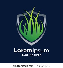 A Modern Grass logo in Shield Concept