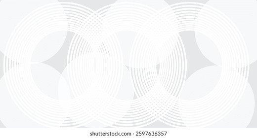 Modern gray abstract background with geometric shapes. White circle lines pattern. Minimal geometric design. . Suit for cover, poster, banner, brochure, header, presentation, web, flyer