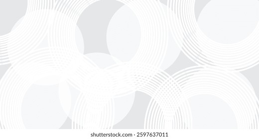 Modern gray abstract background with geometric shapes. White circle lines pattern. Minimal geometric design. . Suit for cover, poster, banner, brochure, header, presentation, web, flyer
