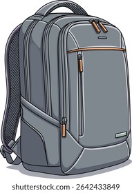 Modern Gray Backpack Illustration: Perfect for Travel, Business, and Everyday Use - Vector Graphic