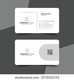 Modern Gray Business Card Design – A sleek and stylish name card template with a horizontal layout and unique square format. Features a clean, contemporary vector design for a professional look.