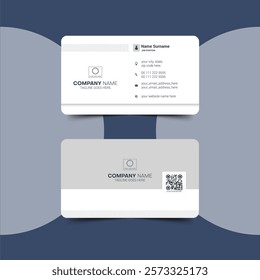 Modern Gray Business Card Design – A sleek and stylish name card template with a horizontal layout and unique square format. Features a clean, contemporary vector design for a professional look.