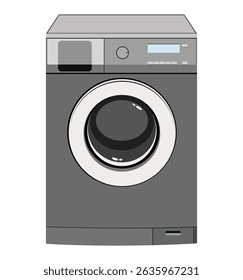 Modern gray front load washing machine vector illustration