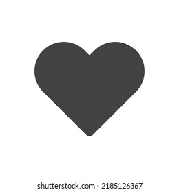 Modern gray heart icon with rounded corners. Flat vector illustration representing concepts of love, romance, dating and valentine day. Social media like button interaction for web and app design.