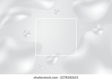 Modern Gray Liquid Abstract Background With White Frame. BG. Beauty. Vector Illustration