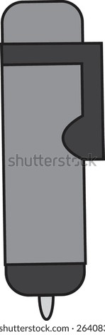 Modern Gray Pen Vector Illustration for School, Office, Writing Tools, Stationery Supplies, and Educational Materials Design