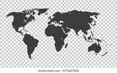 Modern Gray Silhouette World Map Vector